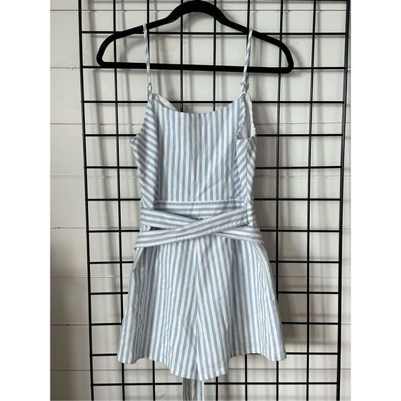 Sugar Lips Lynsea Striped Romper Womens M Blue White Coastal Boho Cottagewear - Picture 7 of 12